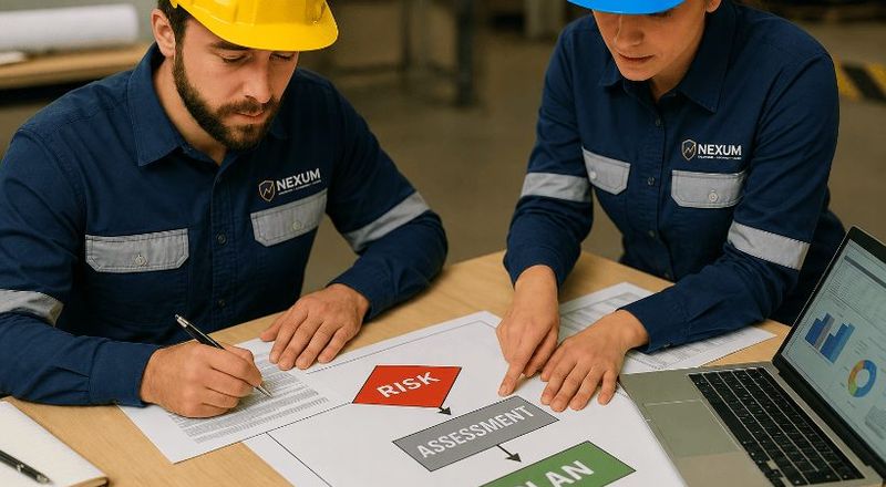 Equipe Nexum de engenharia de segurança do trabalho em avaliação de riscos